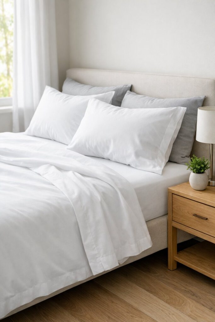 Use breathable cotton percale sheets for crispness