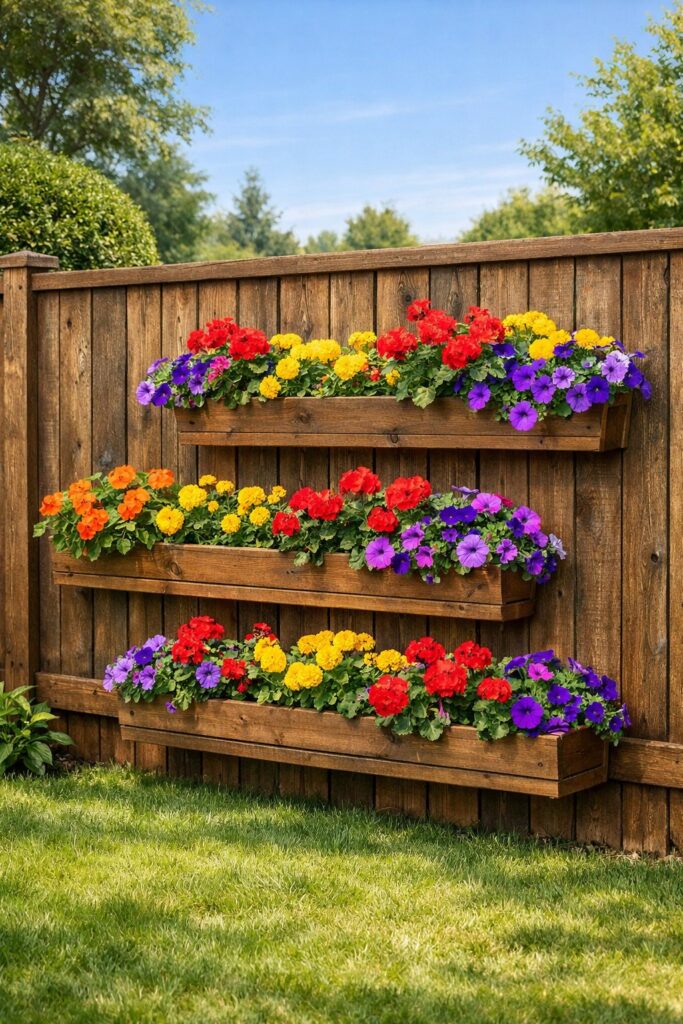 Attach decorative planters with seasonal flowers