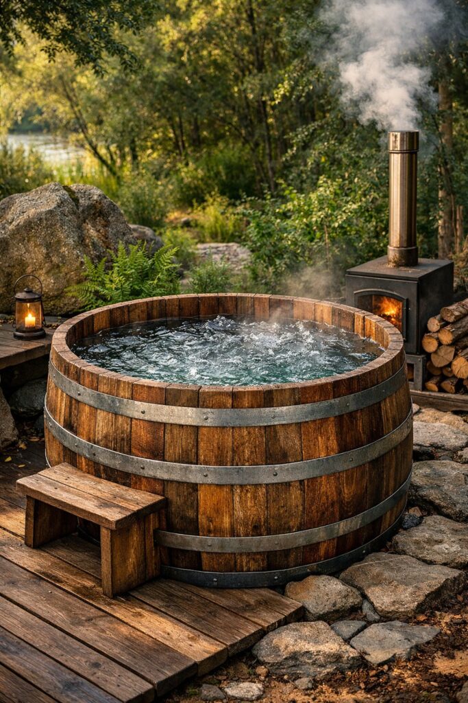 DIY Barrel Hot Tub Using Recycled Wine Barrels