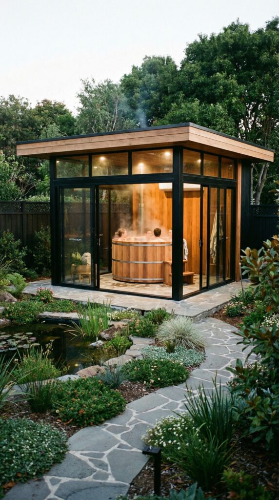 Modern Minimalist Gazebo with Glass Panels
