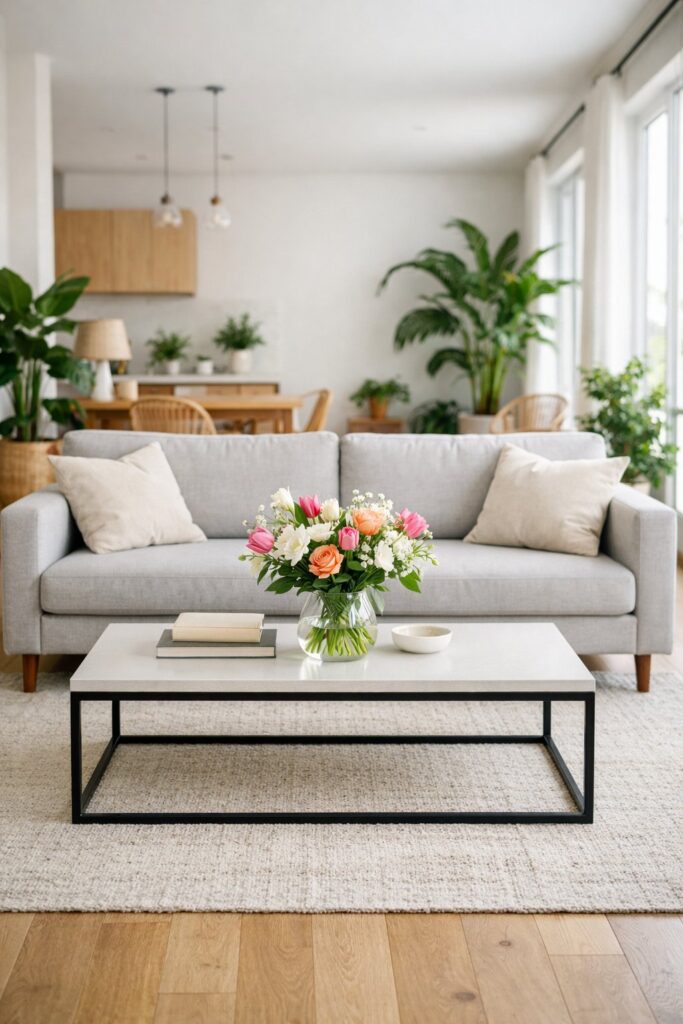 Clear out clutter to create an open, calming layout