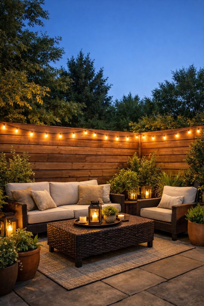  Fence with built-in string lights