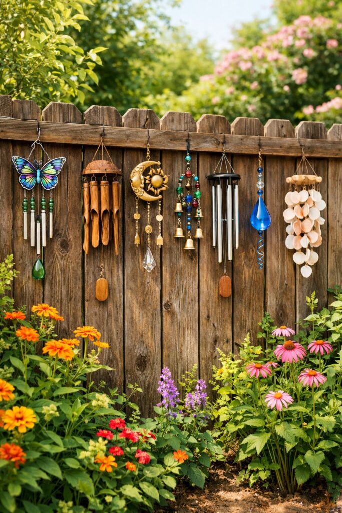 Hang colorful wind chimes for sound