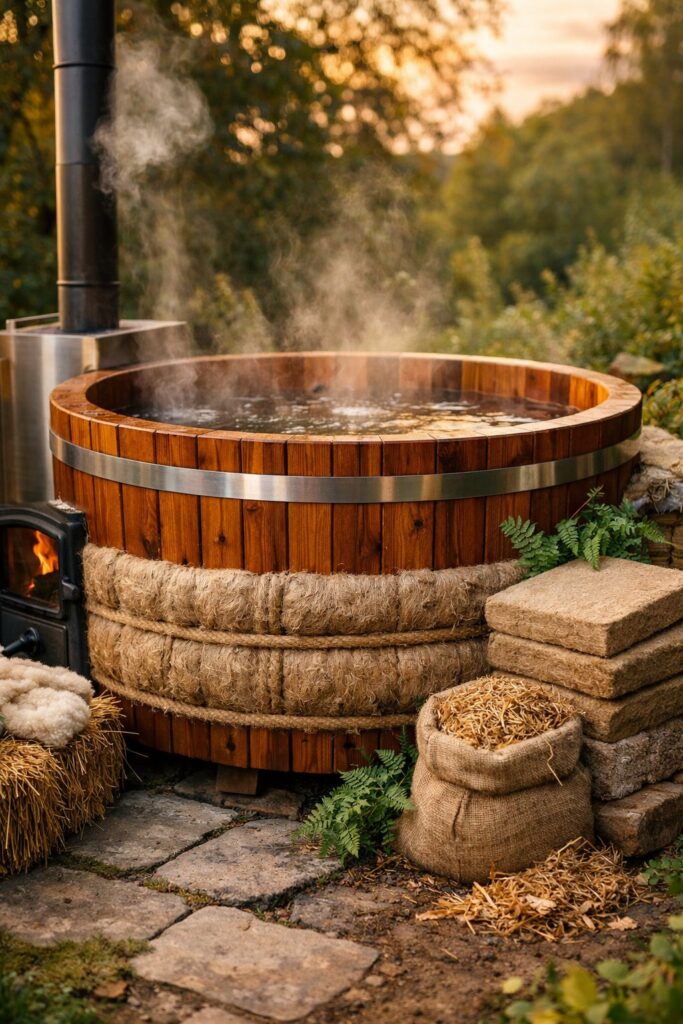 Wood Fired Tub with Eco-Friendly Insulation