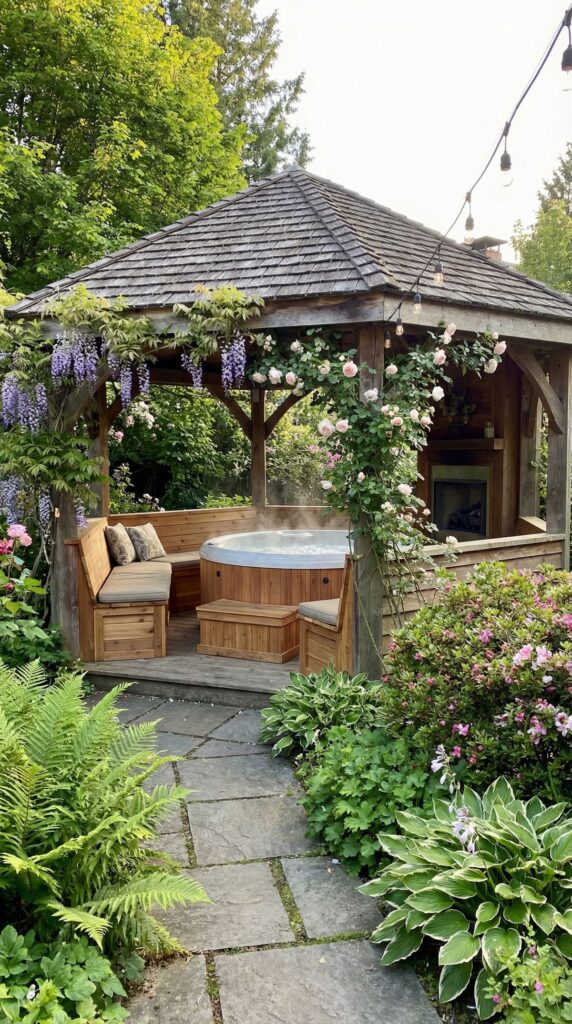 Gazebo with Built-In Storage Benches