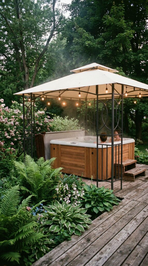 Metal Frame Gazebo with Fabric Roof