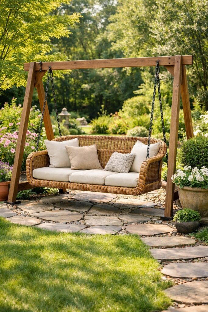 Gartenschaukel aus Rattan