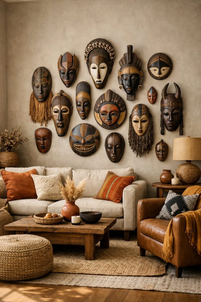 Include traditional mud cloth curtains