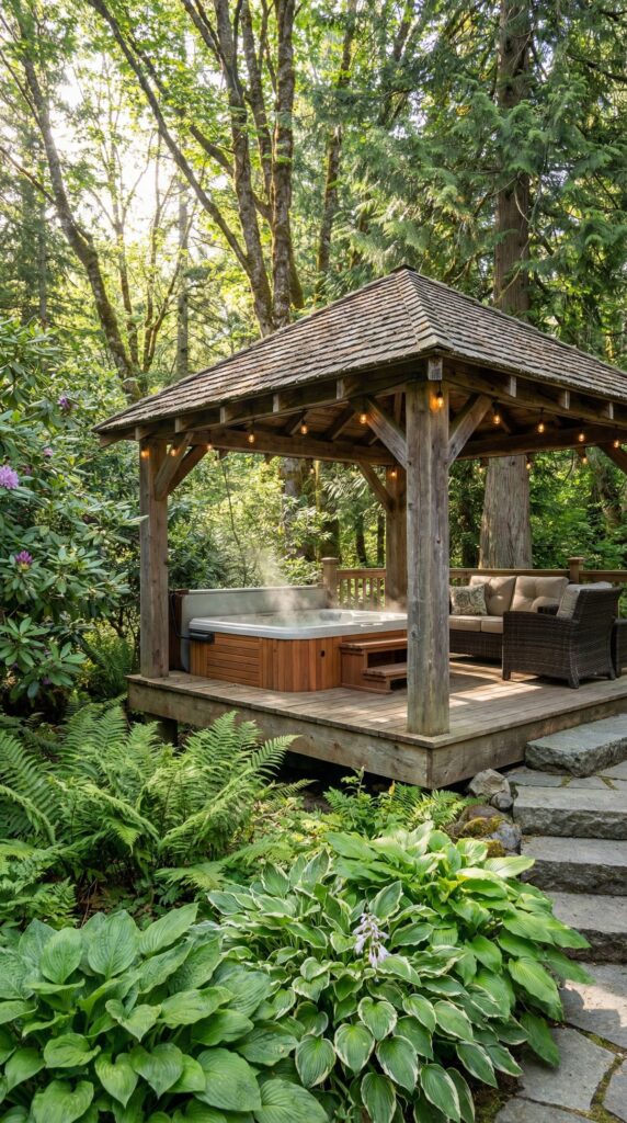 Gazebo with Raised Wooden Deck