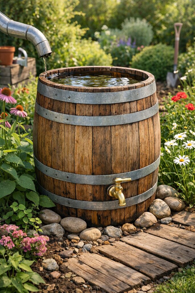 Regenwassersammler aus Holzfass