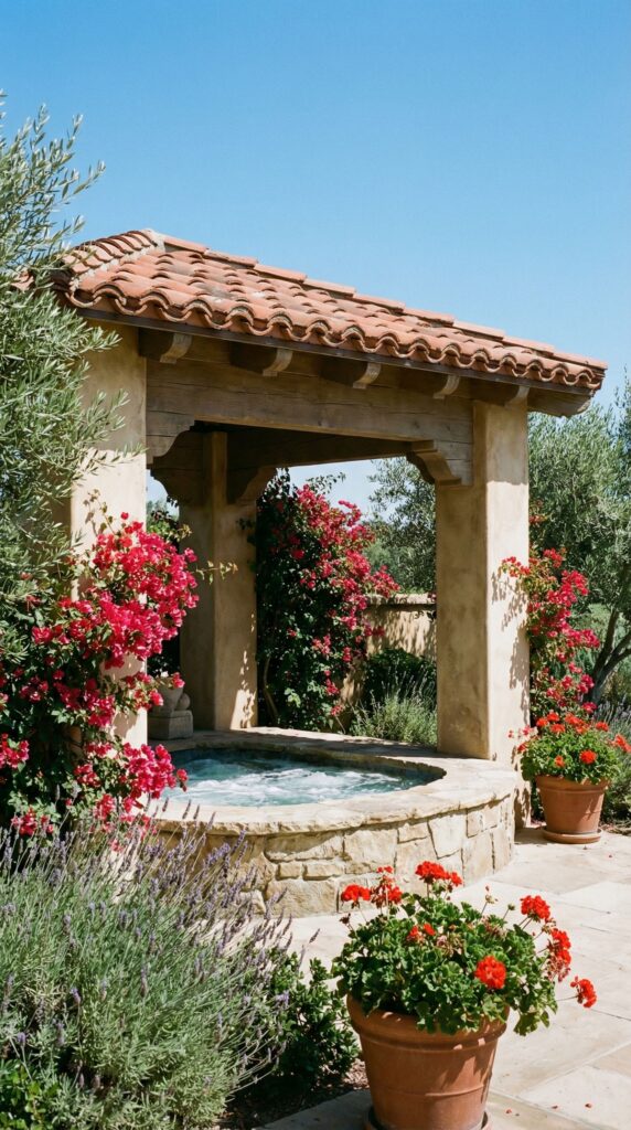 Mediterranean Style Gazebo with Clay Tiles