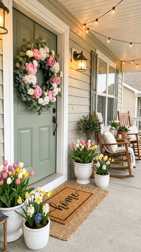 Floral wreaths on the front door