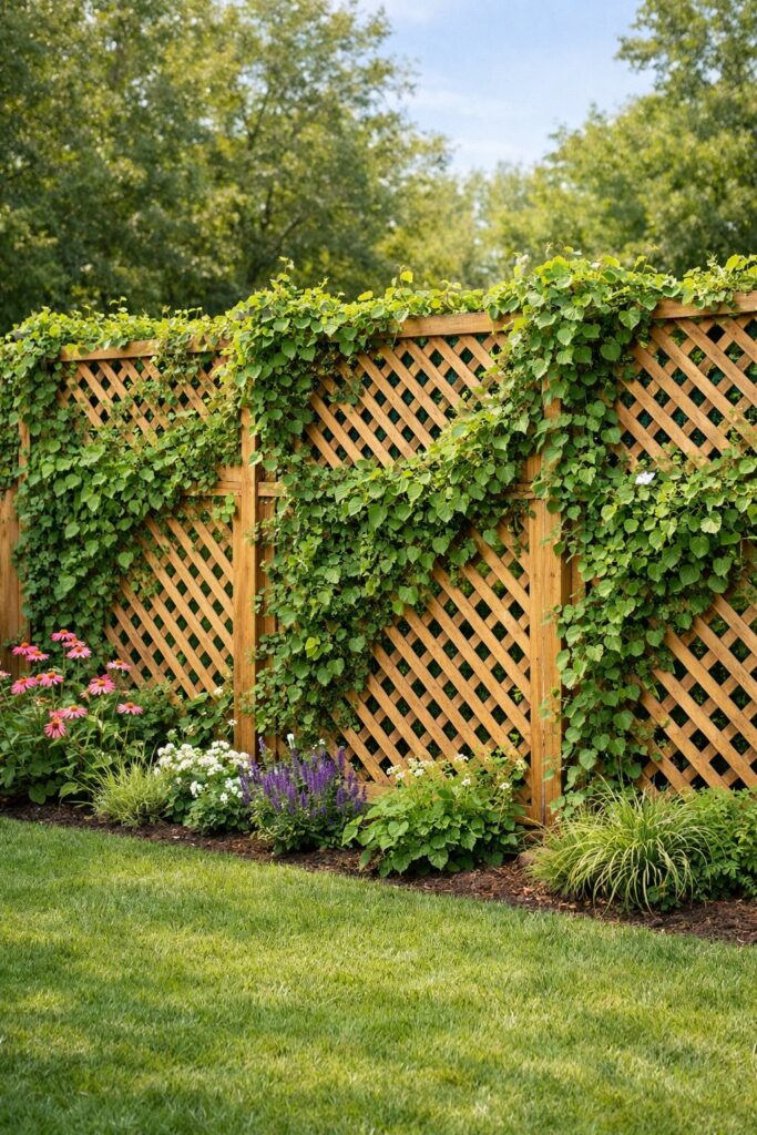 Lattice Panels with Climbing Plants