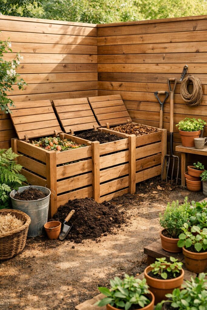 Kompostbereich mit Holzverkleidung