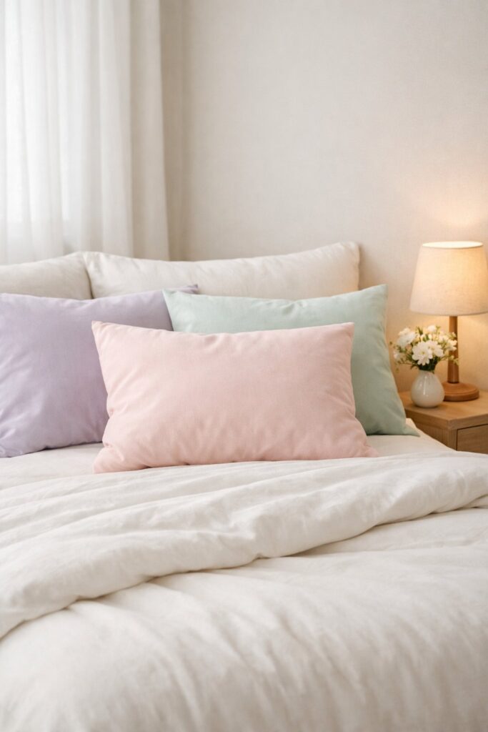 Incorporate pastel-colored pillowcases for a calm vibe