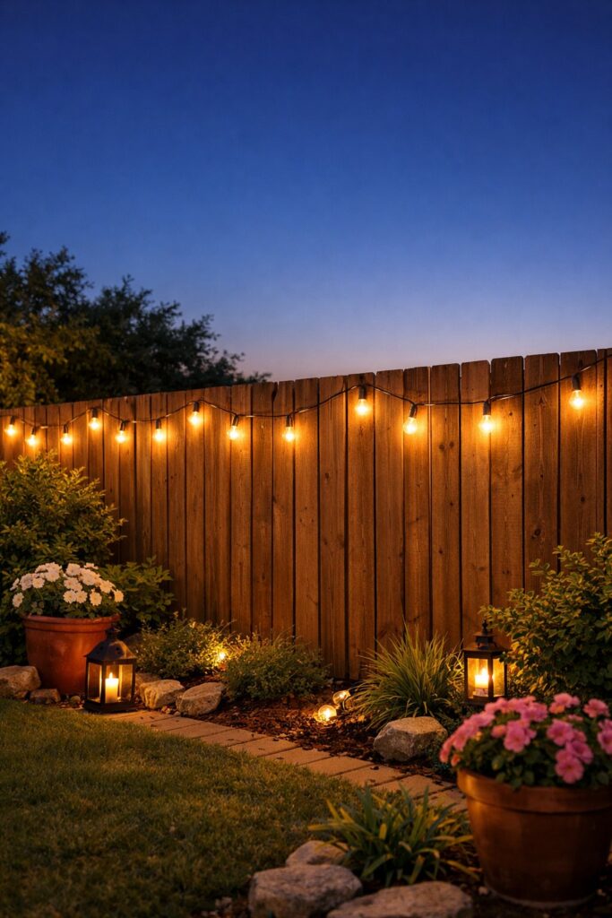 Install string lights for cozy evening vibes