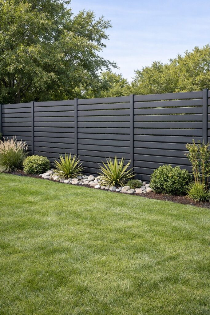 Metal slat fence