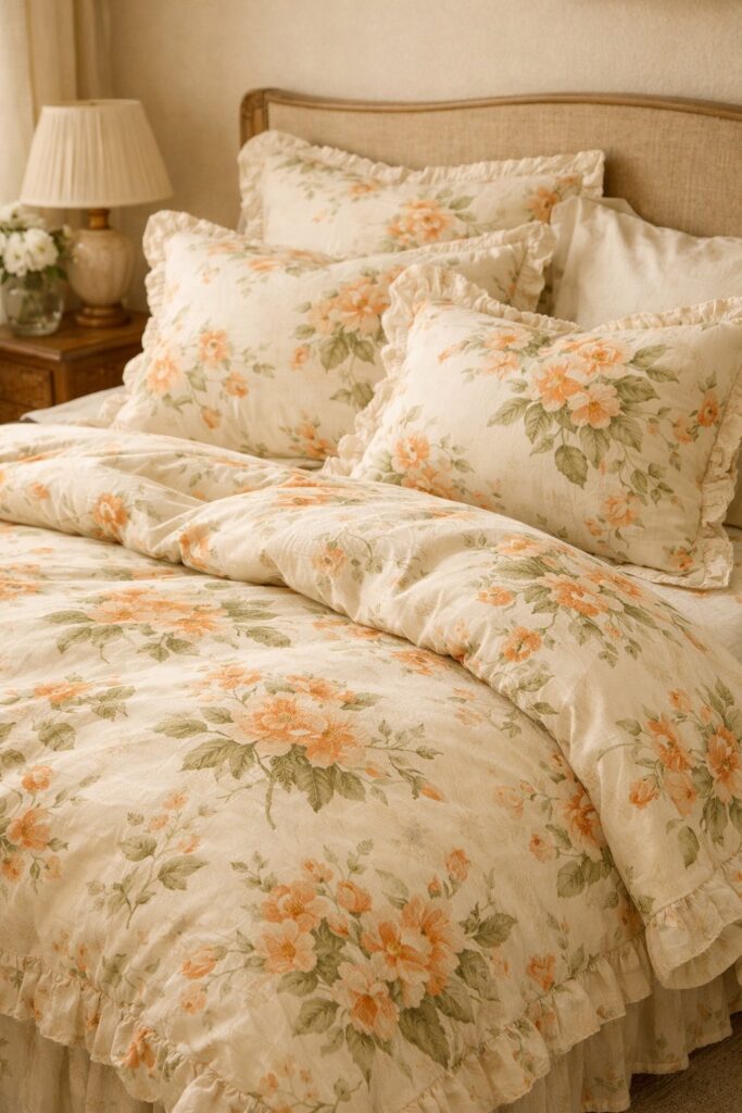 Warm Orange Blossom Floral Bedding