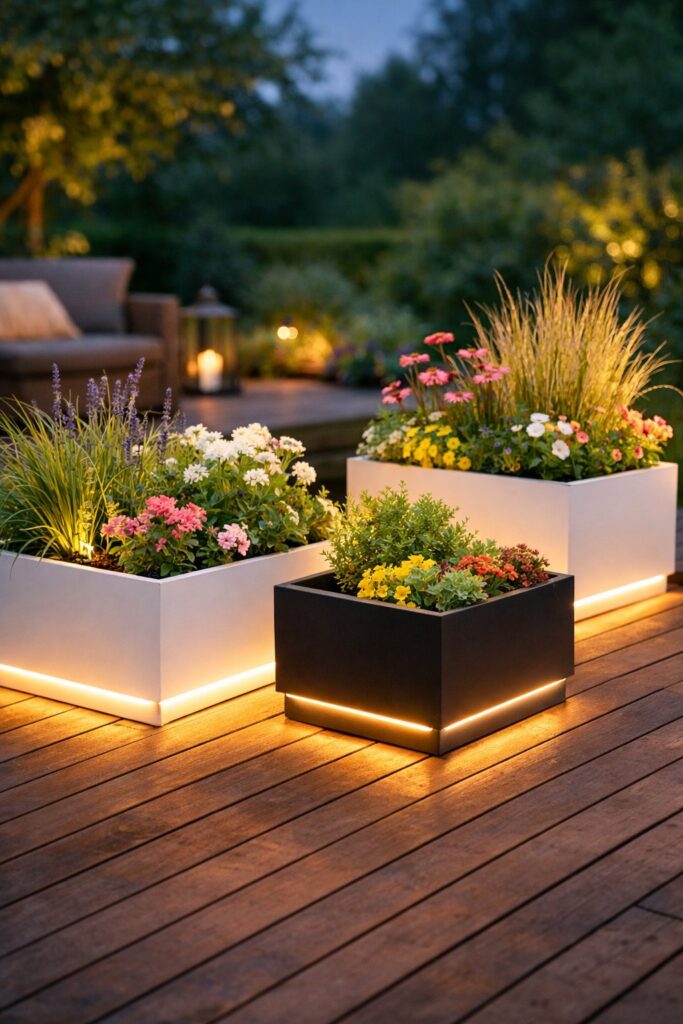 Beleuchtete Pflanzkisten mit LEDs