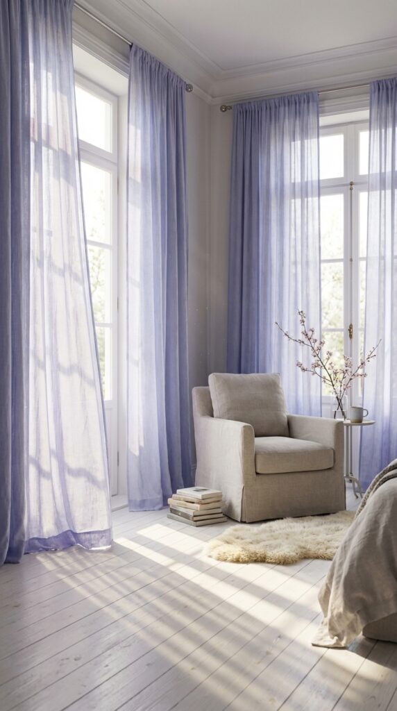 Lightweight linen curtains in soft hues