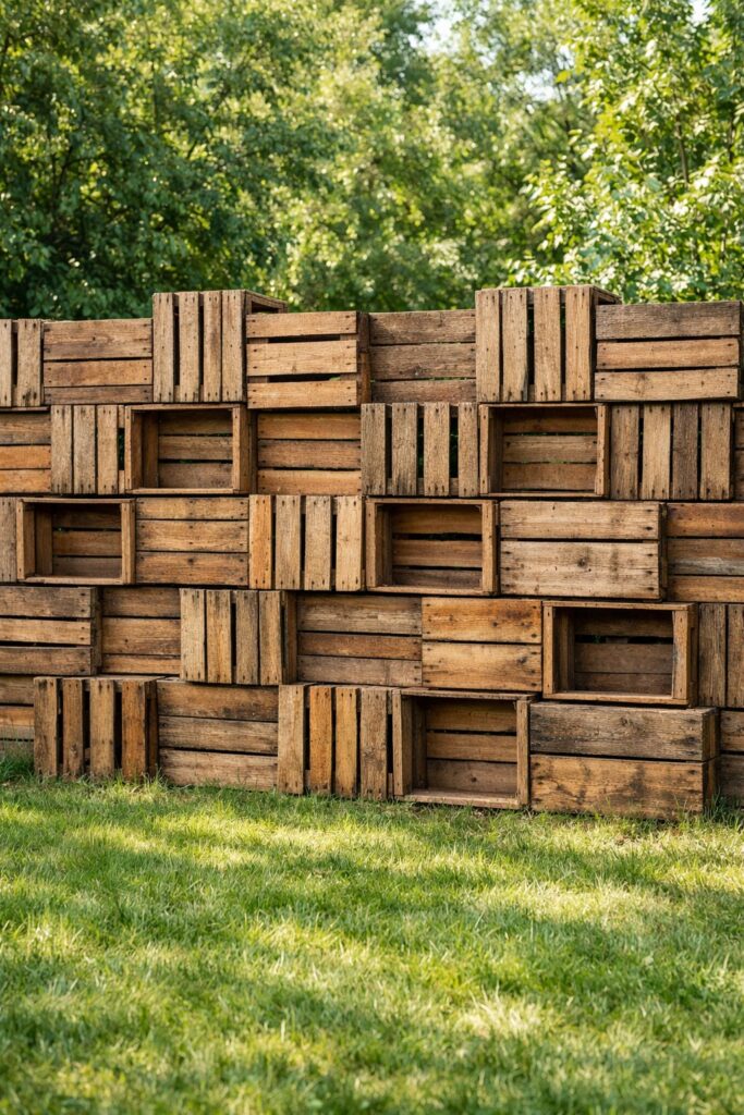 Repurposed Wooden Crates Fence