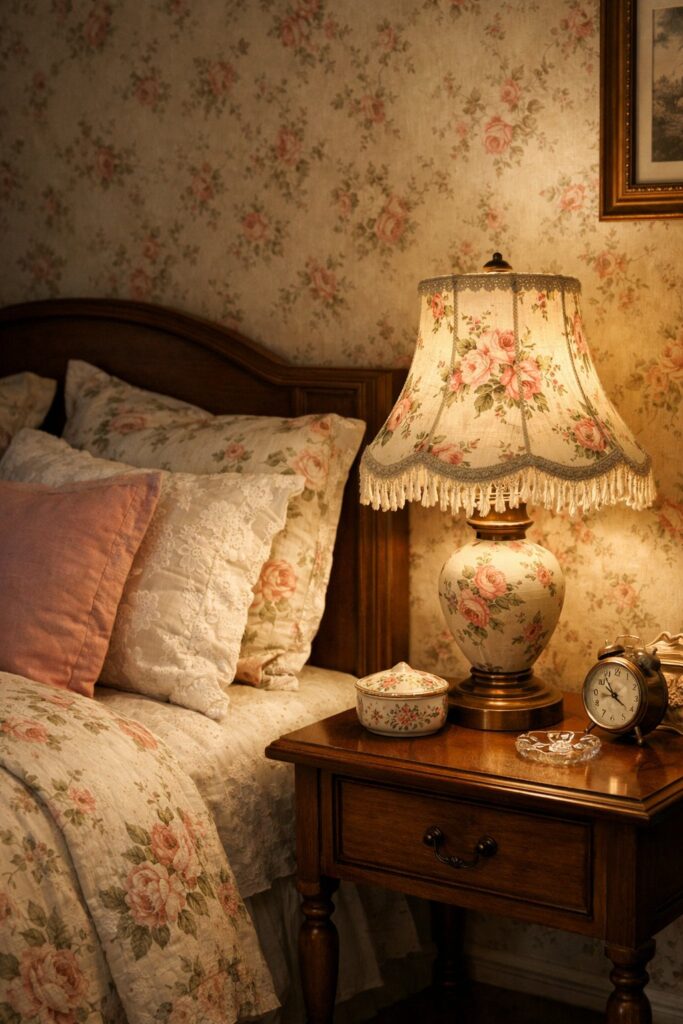 Incorporate vintage floral lampshades