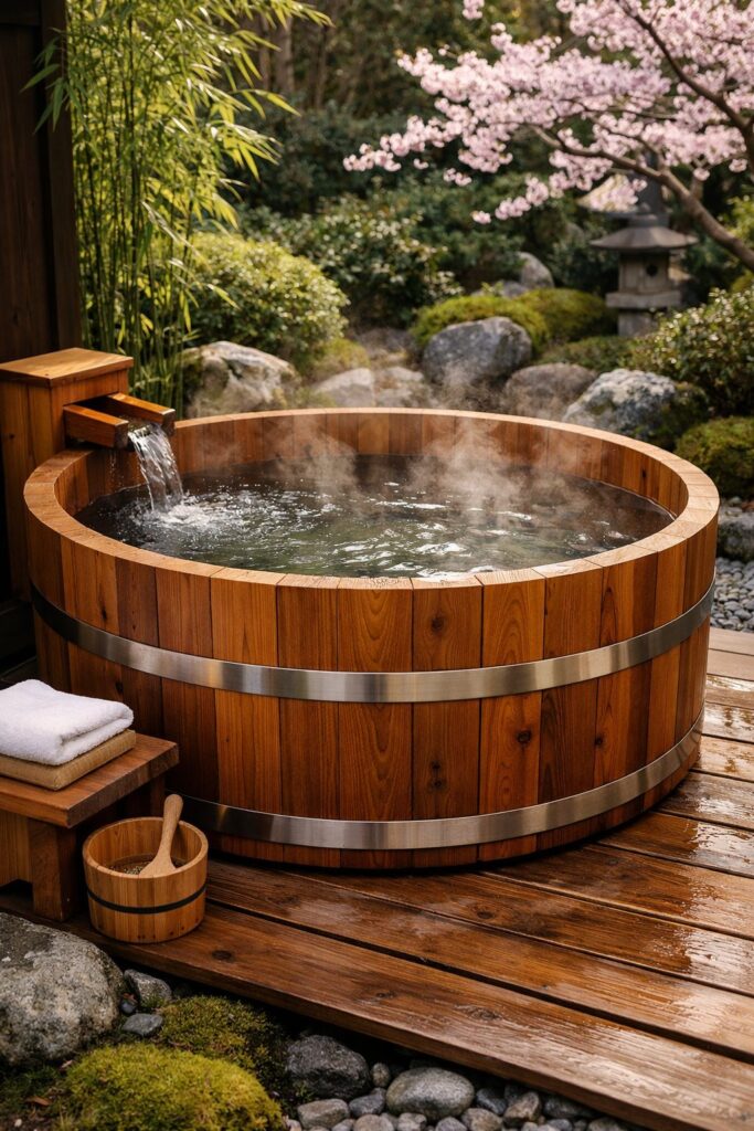 Japanese-Style Cedar Ofuro Hot Tub