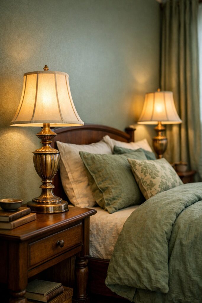 Vintage brass bedside lamps