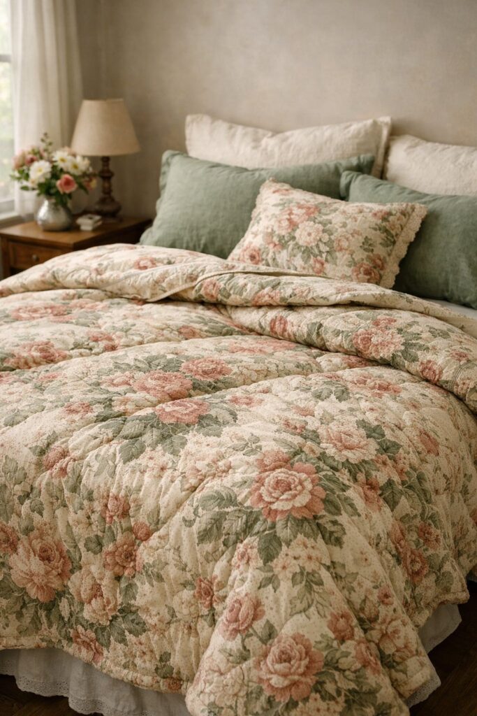 Cozy Textured Floral Comforter