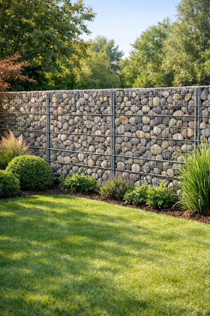 Gabion wall fence