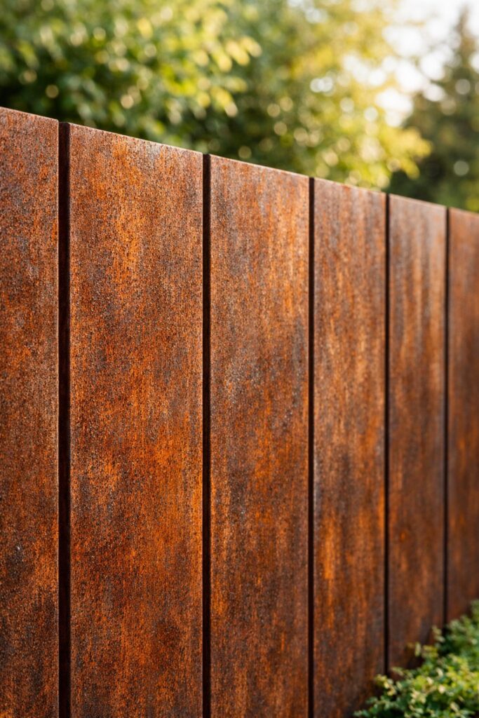 Metal Sheet Panels with Rust Finish