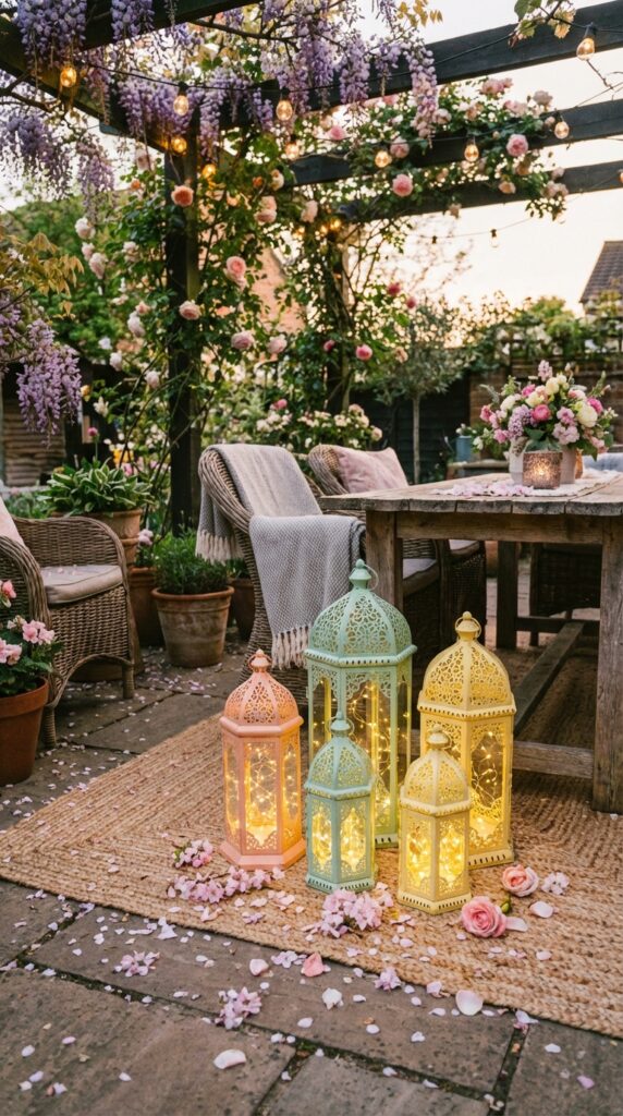 Decorative pastel-colored lanterns