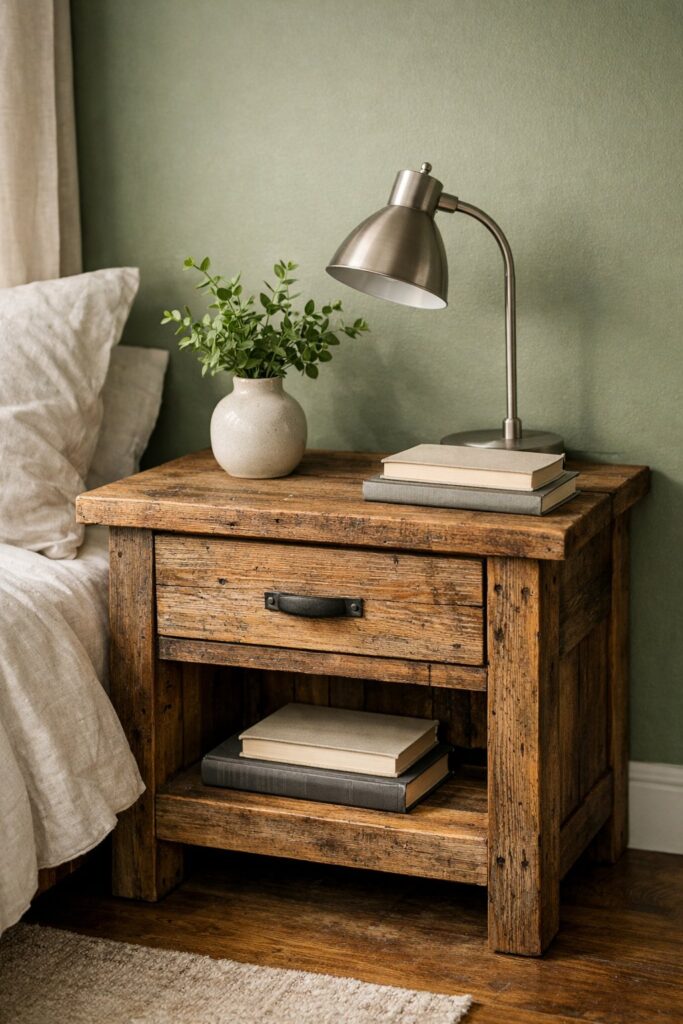 Rustic reclaimed wood nightstands