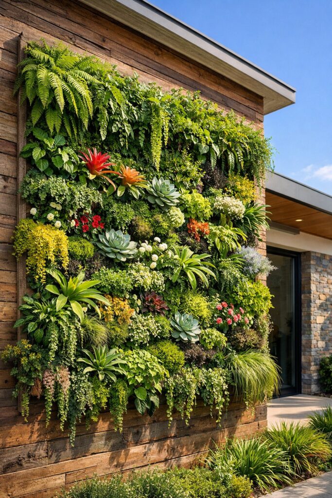 Vertikaler Garten an einer Hauswand