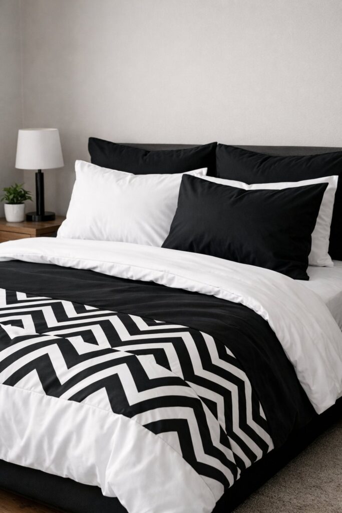 Create contrast with black and white bedding