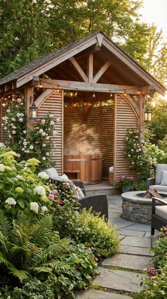 Gazebo with Built-In Privacy Screens