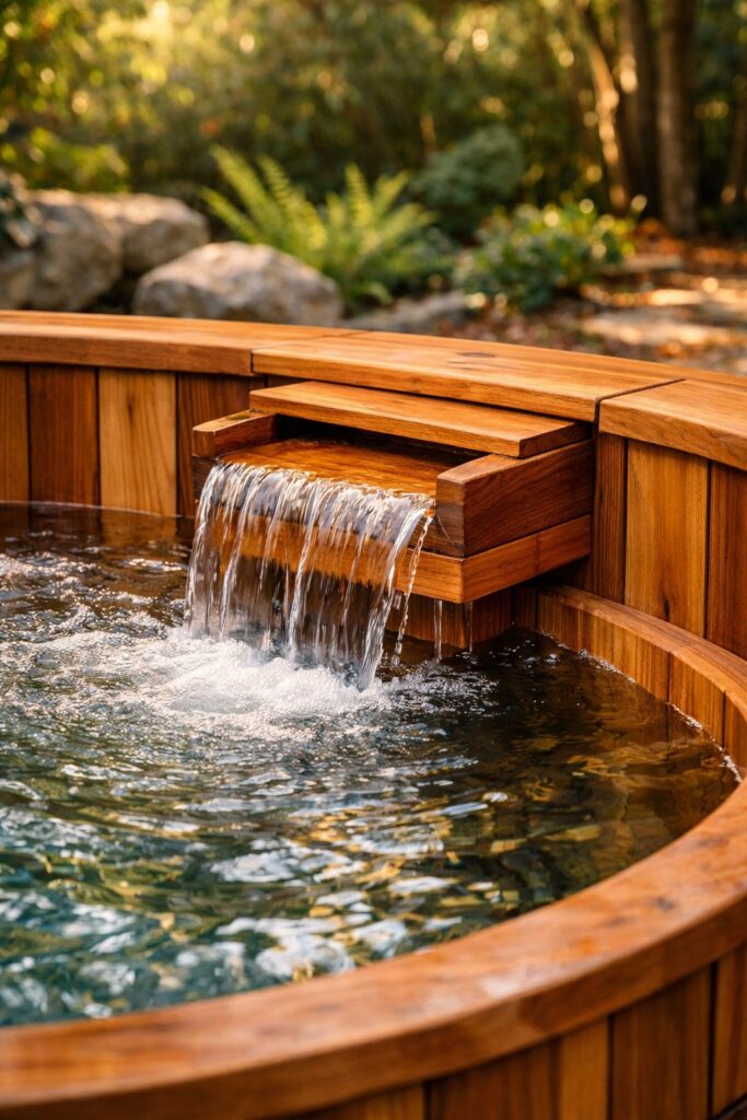 Hot Tub with Cedar Waterfall Feature