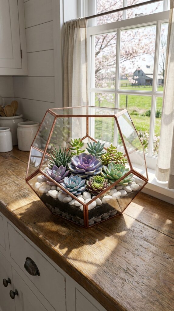 Open Glass Terrariums with Succulents