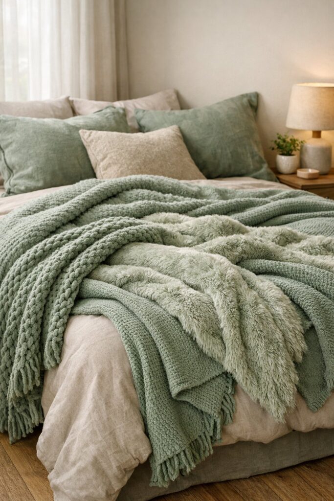 Plush textured throw blankets
