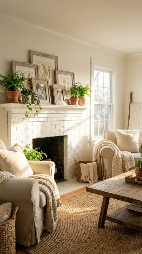 Add washed wood picture frames for a rustic touch