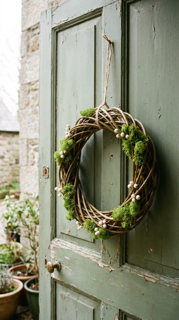 Rustic Willow Branch Wreath with Moss