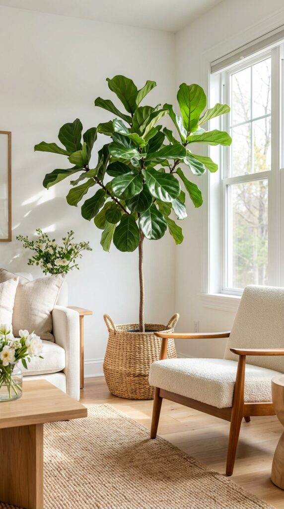 Place a fiddle leaf fig tree in a bright corner