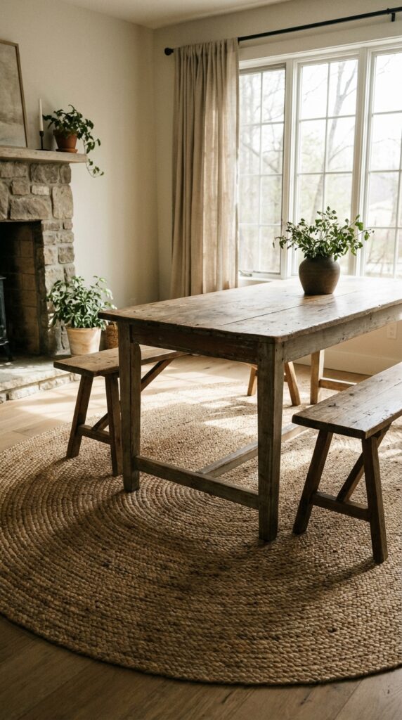 Lay down a braided jute rug for natural texture