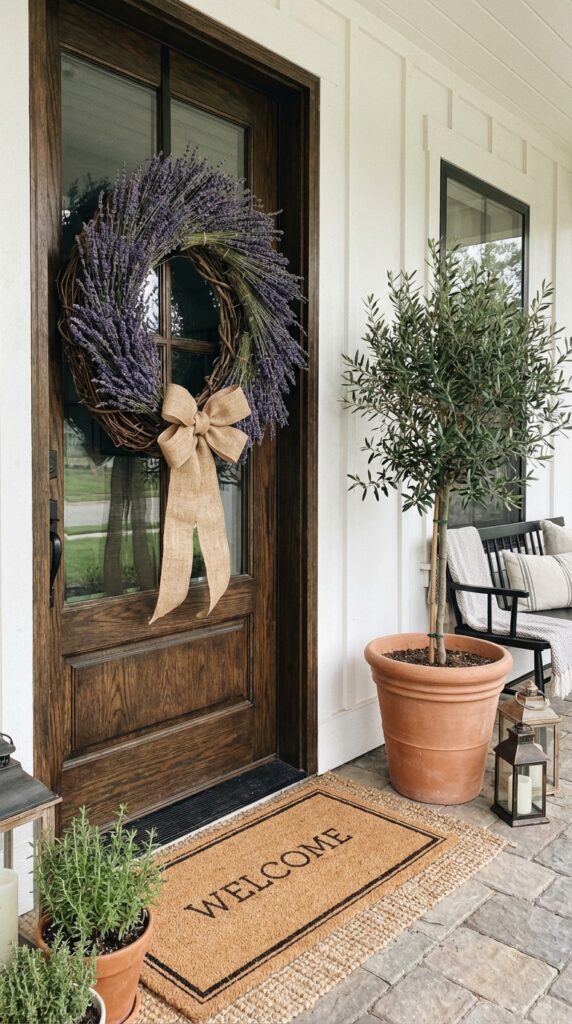 Farmhouse Style Burlap and Lavender Wreath