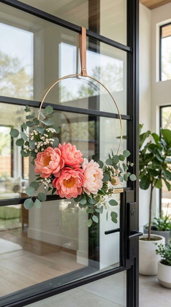 Bright Peony and Greenery Hoop Wreath
