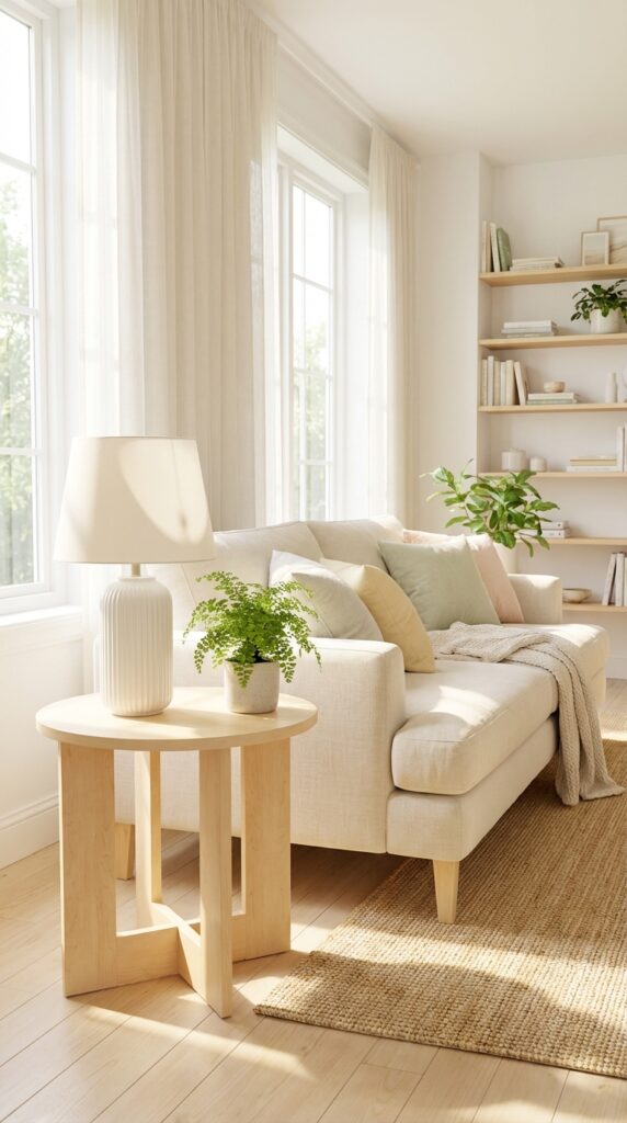 Switch dark furniture accessories to light wood accents