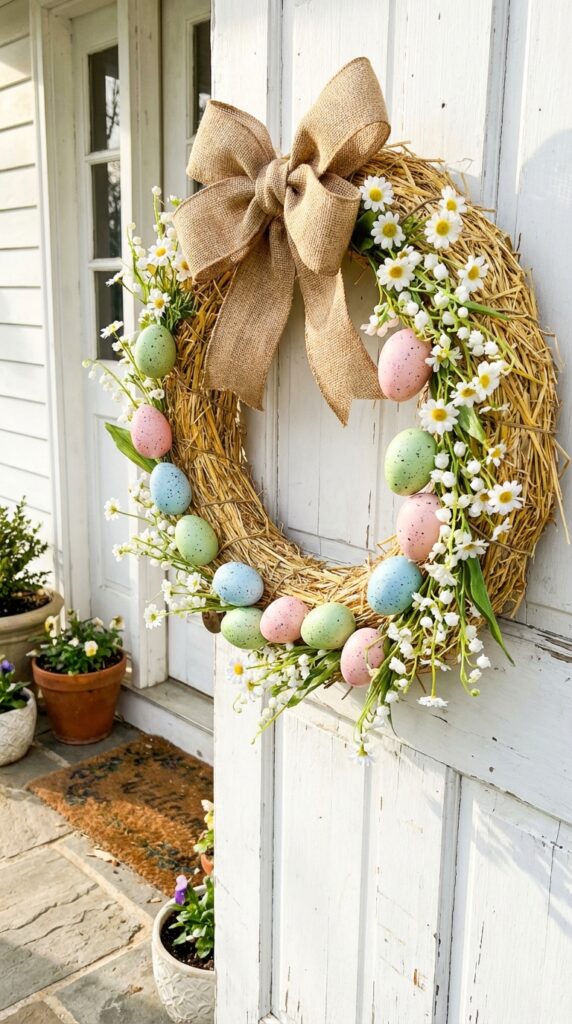 Easter Egg and Hay Wreath