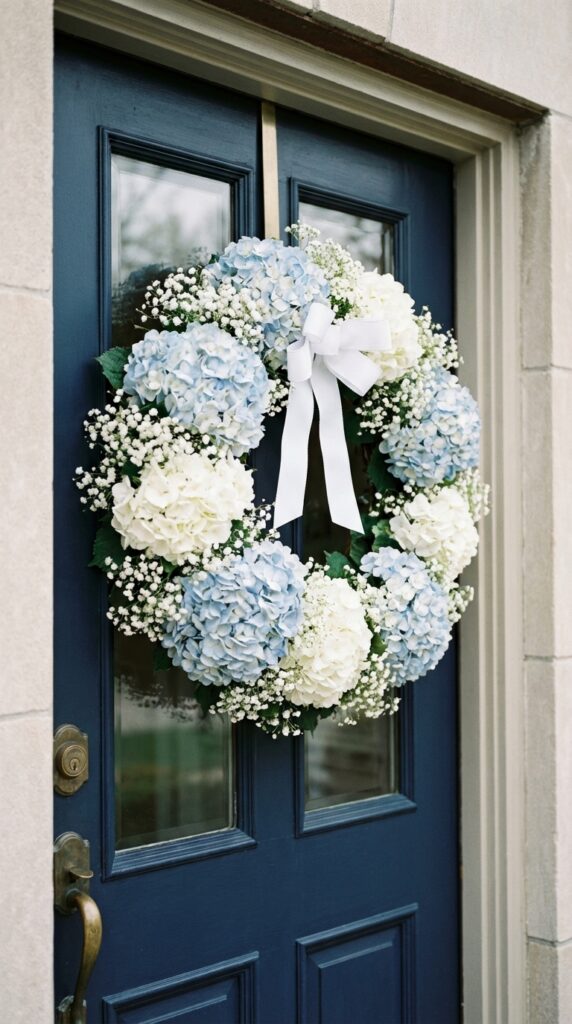 Hydrangea and Baby's Breath Wreath